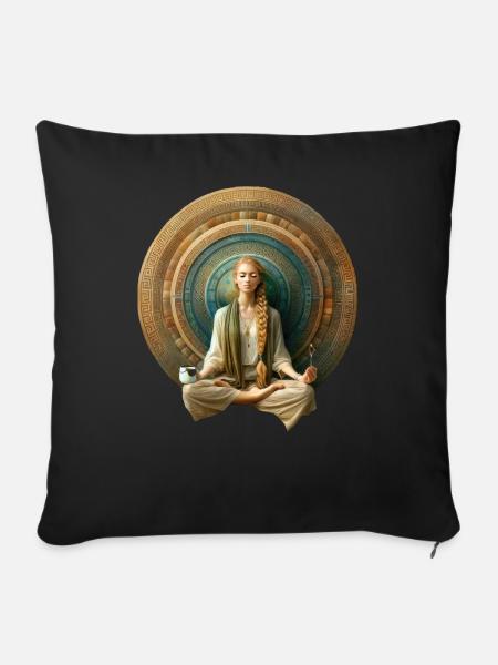 Zen-Harmonie-Mandala - Sofakissenbezug 45 x 45 cm - Schwarz