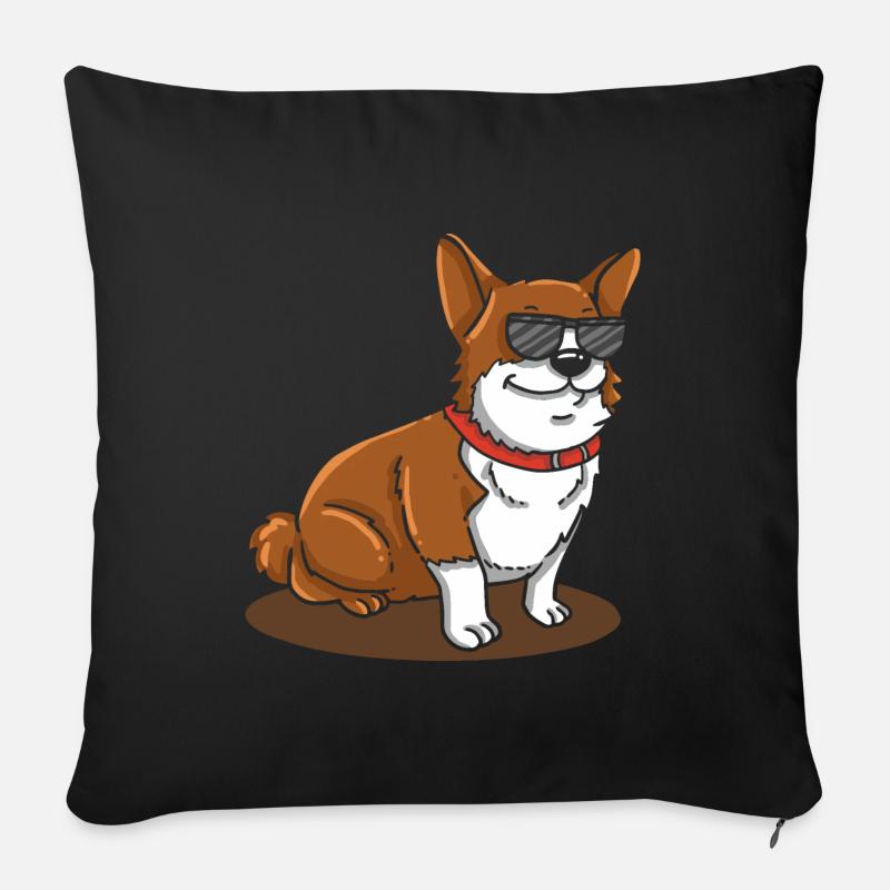 Cooler Corgi mit Sonnenbrille Geschenk Witzig - Sofakissenbezug 45 x 45 cm - Schwarz