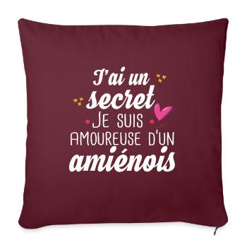 Amiénois Amiens Femme Amoureuse Cadeau Humour - Housse de coussin décorative 45 x 45 cm - bordeaux - Devant