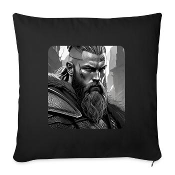 Fier guerrier viking germanique - Housse de coussin décorative 45 x 45 cm - noir - Devant