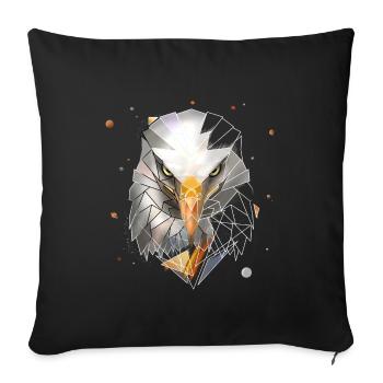 Weißkopfseeadler | Low Poly Art | Cooles Polygon - Sofakissenbezug 45 x 45 cm - Schwarz - Vorne