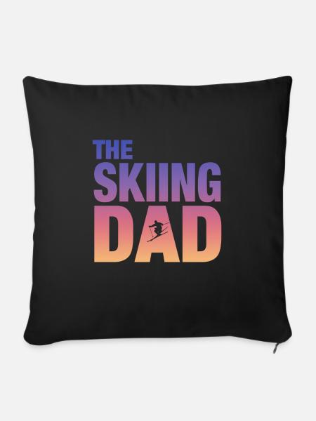 The Skiing Dad - Ski - Sofakissenbezug 45 x 45 cm - Schwarz