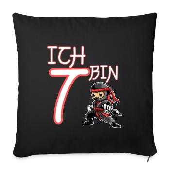 Ich bin 7 Ninja Geburtstag 7.Geburtstag - Sofakissenbezug 45 x 45 cm - Schwarz - Vorne