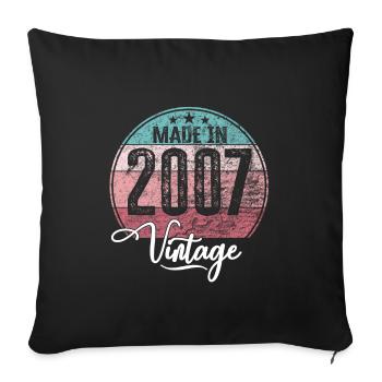 Millésime Fabriqué en 2007 Année de naissance 2007 Anniversaire - Housse de coussin décorative 45 x 45 cm - noir - Devant