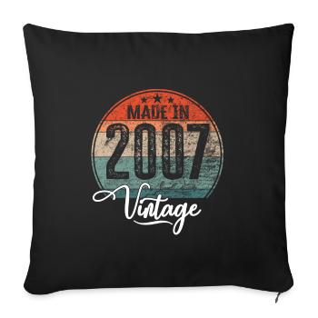 Millésime Fabriqué en 2007 Année de naissance 2007 Anniversaire - Housse de coussin décorative 45 x 45 cm - noir - Devant