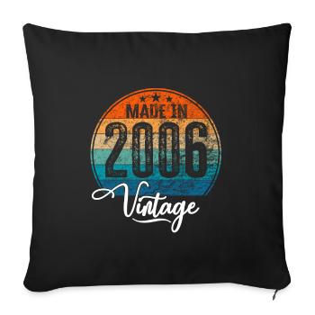 Millésime Fabriqué en 2006 Année de naissance 2006 Anniversaire - Housse de coussin décorative 45 x 45 cm - noir - Devant