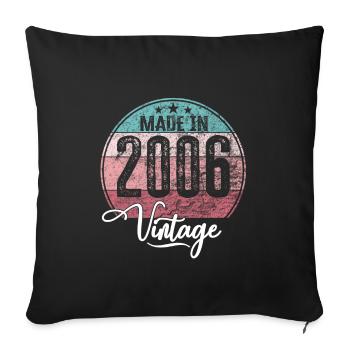 Millésime Fabriqué en 2006 Année de naissance 2006 Anniversaire - Housse de coussin décorative 45 x 45 cm - noir - Devant