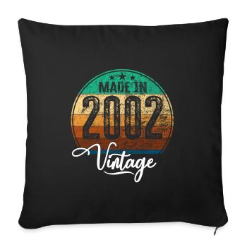 Vintage Fabriqué en 2002 Année de naissance 2002 Anniversaire - Housse de coussin décorative 45 x 45 cm - noir - Devant