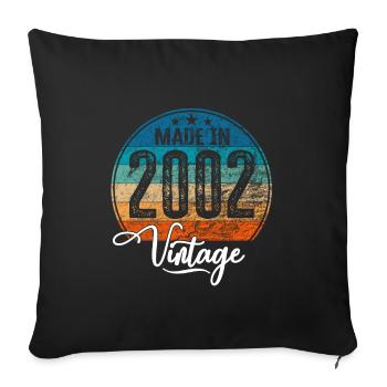 Vintage Fabriqué en 2002 Année de naissance 2002 Anniversaire - Housse de coussin décorative 45 x 45 cm - noir - Devant