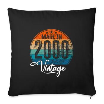Vintage Fabriqué en 2000 Année de naissance 2000 Anniversaire - Housse de coussin décorative 45 x 45 cm - noir - Devant