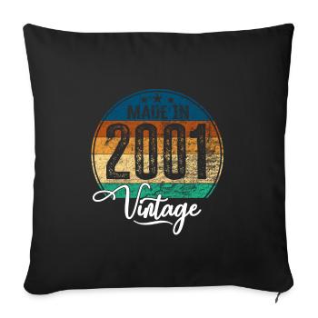 Vintage Made in 2001 Year of birth 2001 Birthday - Sofa pillowcase 17,3'' x 17,3'' (45 x 45 cm) - black - Front