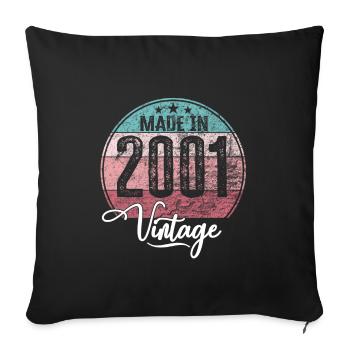 Vintage Made in 2001 Year of birth 2001 Birthday - Sofa pillowcase 17,3'' x 17,3'' (45 x 45 cm) - black - Front
