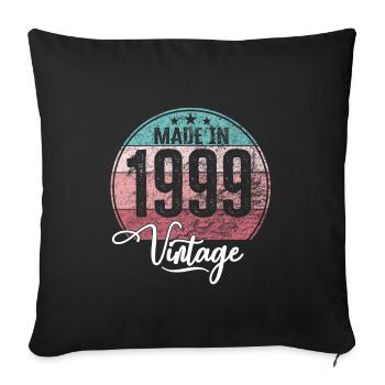 Vintage Fabriqué en 1999 Année de naissance 1999 Anniversaire - Housse de coussin décorative 45 x 45 cm - noir - Devant