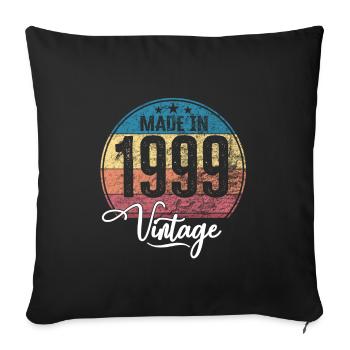 Vintage Fabriqué en 1999 Année de naissance 1999 Anniversaire - Housse de coussin décorative 45 x 45 cm - noir - Devant