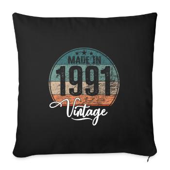 Millésime Fabriqué en 1991 Année de naissance 1991 Anniversaire - Housse de coussin décorative 45 x 45 cm - noir - Devant