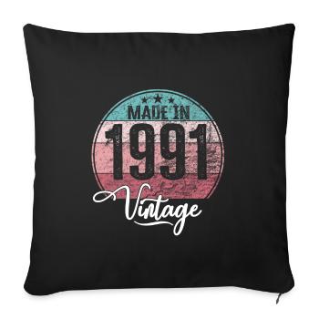 Millésime Fabriqué en 1991 Année de naissance 1991 Anniversaire - Housse de coussin décorative 45 x 45 cm - noir - Devant
