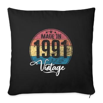 Millésime Fabriqué en 1991 Année de naissance 1991 Anniversaire - Housse de coussin décorative 45 x 45 cm - noir - Devant