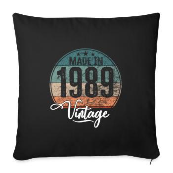 Made in 1989 Vintage Black Shirt 1Vintage Made - Sofa pillowcase 17,3'' x 17,3'' (45 x 45 cm) - black - Front