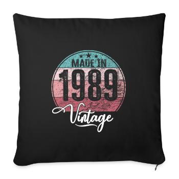 Millésime Fabriqué en 1989 Année de naissance 1989 Anniversaire - Housse de coussin décorative 45 x 45 cm - noir - Devant