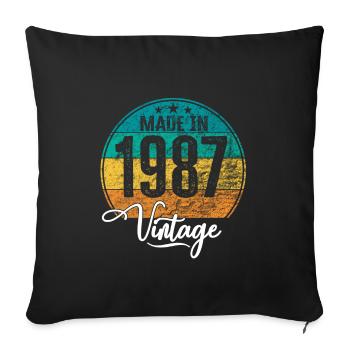 Vintage Made in 1987 Year of birth 1987 Birthday - Sofa pillowcase 17,3'' x 17,3'' (45 x 45 cm) - black - Front