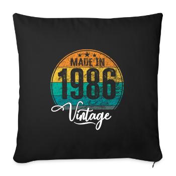 Millésime Fabriqué en 1986 Année de naissance 1986 Anniversaire - Housse de coussin décorative 45 x 45 cm - noir - Devant