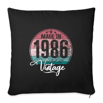 Millésime Fabriqué en 1986 Année de naissance 1986 Anniversaire - Housse de coussin décorative 45 x 45 cm - noir - Devant