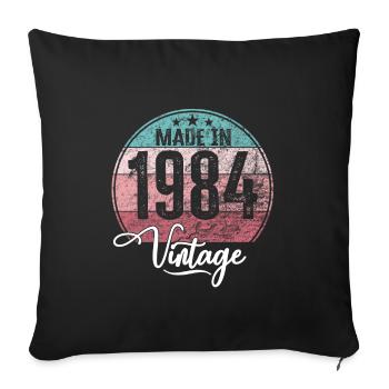 Millésime Fabriqué en 1984 Année de naissance 1984 Anniversaire - Housse de coussin décorative 45 x 45 cm - noir - Devant