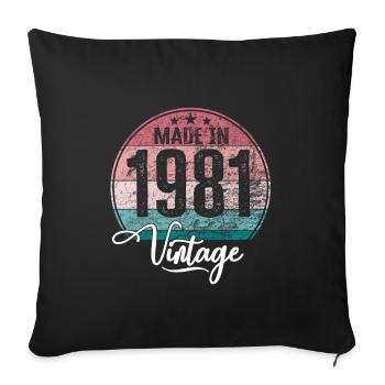 Millésime Fabriqué en 1981 Année de naissance 1981 Anniversaire - Housse de coussin décorative 45 x 45 cm - noir - Devant