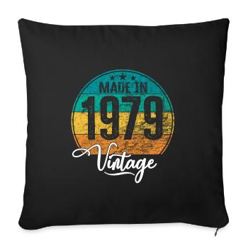 Millésime Fabriqué en 1979 Année de naissance 1979 Anniversaire - Housse de coussin décorative 45 x 45 cm - noir - Devant