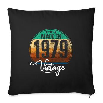 Millésime Fabriqué en 1979 Année de naissance 1979 Anniversaire - Housse de coussin décorative 45 x 45 cm - noir - Devant