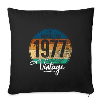 Millésime Fabriqué en 1977 Année de naissance 1977 Anniversaire - Housse de coussin décorative 45 x 45 cm - noir - Devant
