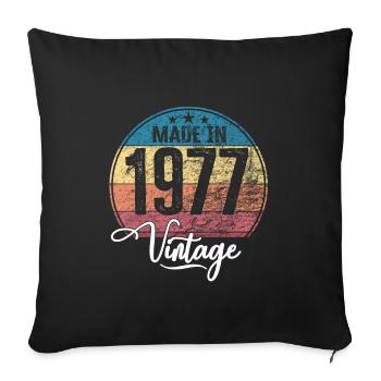 Millésime Fabriqué en 1977 Année de naissance 1977 Anniversaire - Housse de coussin décorative 45 x 45 cm - noir - Devant