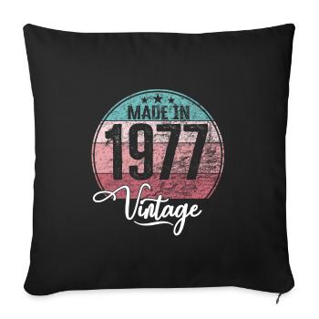 Millésime Fabriqué en 1977 Année de naissance 1977 Anniversaire - Housse de coussin décorative 45 x 45 cm - noir - Devant