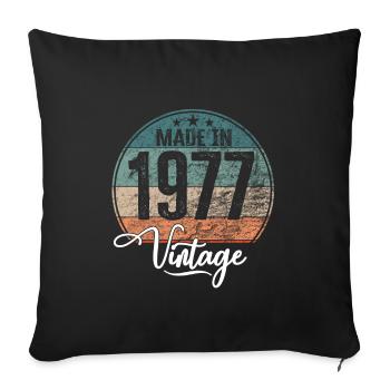 Millésime Fabriqué en 1977 Année de naissance 1977 Anniversaire - Housse de coussin décorative 45 x 45 cm - noir - Devant