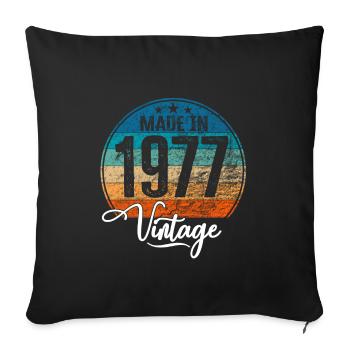 Millésime Fabriqué en 1977 Année de naissance 1977 Anniversaire - Housse de coussin décorative 45 x 45 cm - noir - Devant