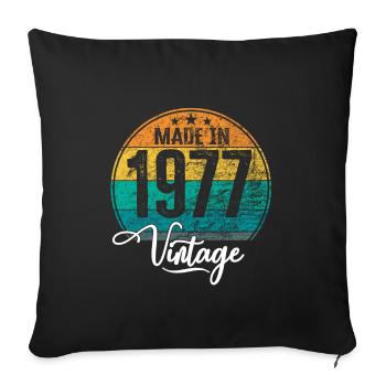 Millésime Fabriqué en 1977 Année de naissance 1977 Anniversaire - Housse de coussin décorative 45 x 45 cm - noir - Devant