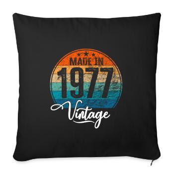 Vintage Fabriqué en 1977 Année de naissance 1977 Anniversaire - Housse de coussin décorative 45 x 45 cm - noir - Devant