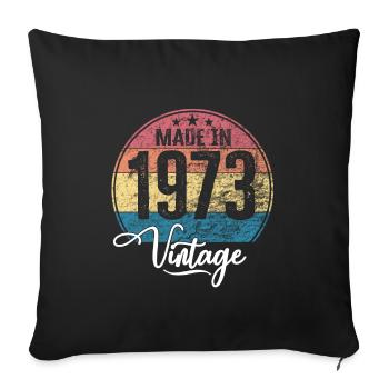 Millésime Fabriqué en 1973 Année de naissance 1973 Anniversaire - Housse de coussin décorative 45 x 45 cm - noir - Devant