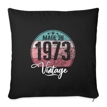 Millésime Fabriqué en 1973 Année de naissance 1973 Anniversaire - Housse de coussin décorative 45 x 45 cm - noir - Devant