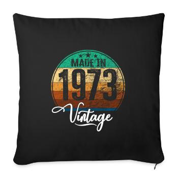 Millésime Fabriqué en 1973 Année de naissance 1973 Anniversaire - Housse de coussin décorative 45 x 45 cm - noir - Devant