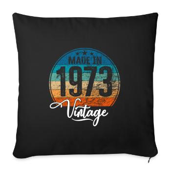 Millésime Fabriqué en 1973 Année de naissance 1973 Anniversaire - Housse de coussin décorative 45 x 45 cm - noir - Devant