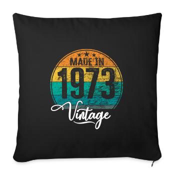 Millésime Fabriqué en 1973 Année de naissance 1973 Anniversaire - Housse de coussin décorative 45 x 45 cm - noir - Devant