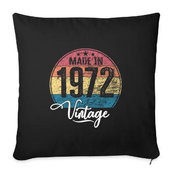 Millésime Fabriqué en 1972 Année de naissance 1972 Anniversaire - Housse de coussin décorative 45 x 45 cm - noir - Devant