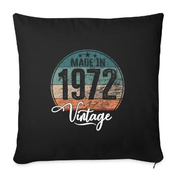Millésime Fabriqué en 1972 Année de naissance 1972 Anniversaire - Housse de coussin décorative 45 x 45 cm - noir - Devant