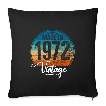 Millésime Fabriqué en 1972 Année de naissance 1972 Anniversaire - Housse de coussin décorative 45 x 45 cm - noir - Devant