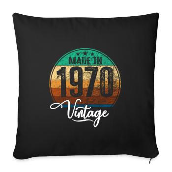 Millésime Fabriqué en 1970 Année de naissance 1970 Anniversaire - Housse de coussin décorative 45 x 45 cm - noir - Devant