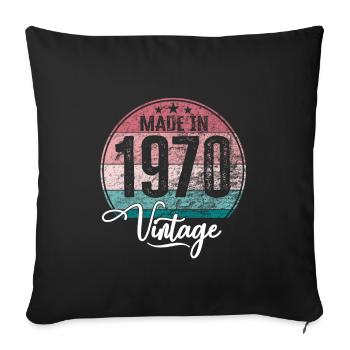 Millésime Fabriqué en 1970 Année de naissance 1970 Anniversaire - Housse de coussin décorative 45 x 45 cm - noir - Devant