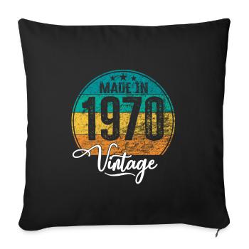 Millésime Fabriqué en 1970 Année de naissance 1970 Anniversaire - Housse de coussin décorative 45 x 45 cm - noir - Devant