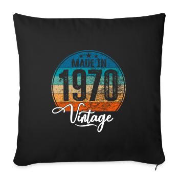 Millésime Fabriqué en 1970 Année de naissance 1970 Anniversaire - Housse de coussin décorative 45 x 45 cm - noir - Devant