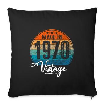 Millésime Fabriqué en 1970 Année de naissance 1970 Anniversaire - Housse de coussin décorative 45 x 45 cm - noir - Devant